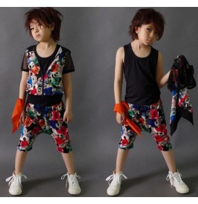 Printed boys child children toddlers baby kids stage performance modern jazz hip hop dance  school play t show costumes outfits